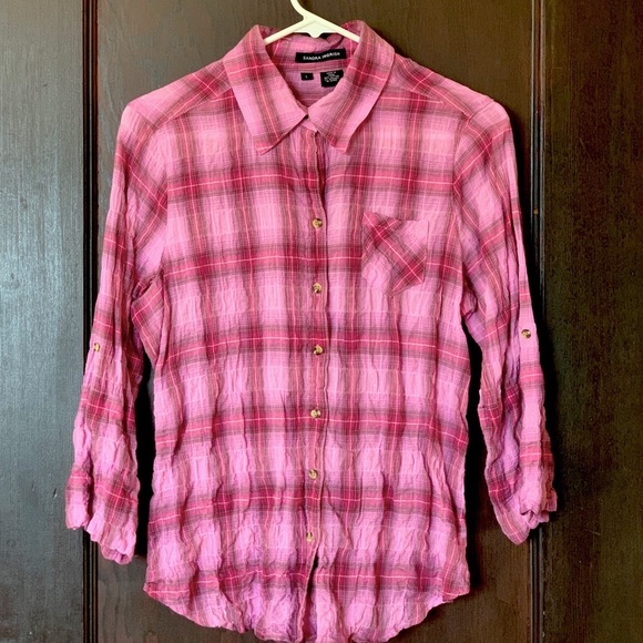Sandra Ingrish cotton plaid button down - Picture 1 of 5